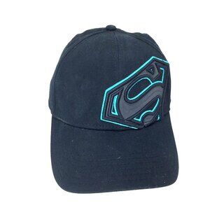 Superman Mens Black Fitted Baseball Cap With Embroidered Logo